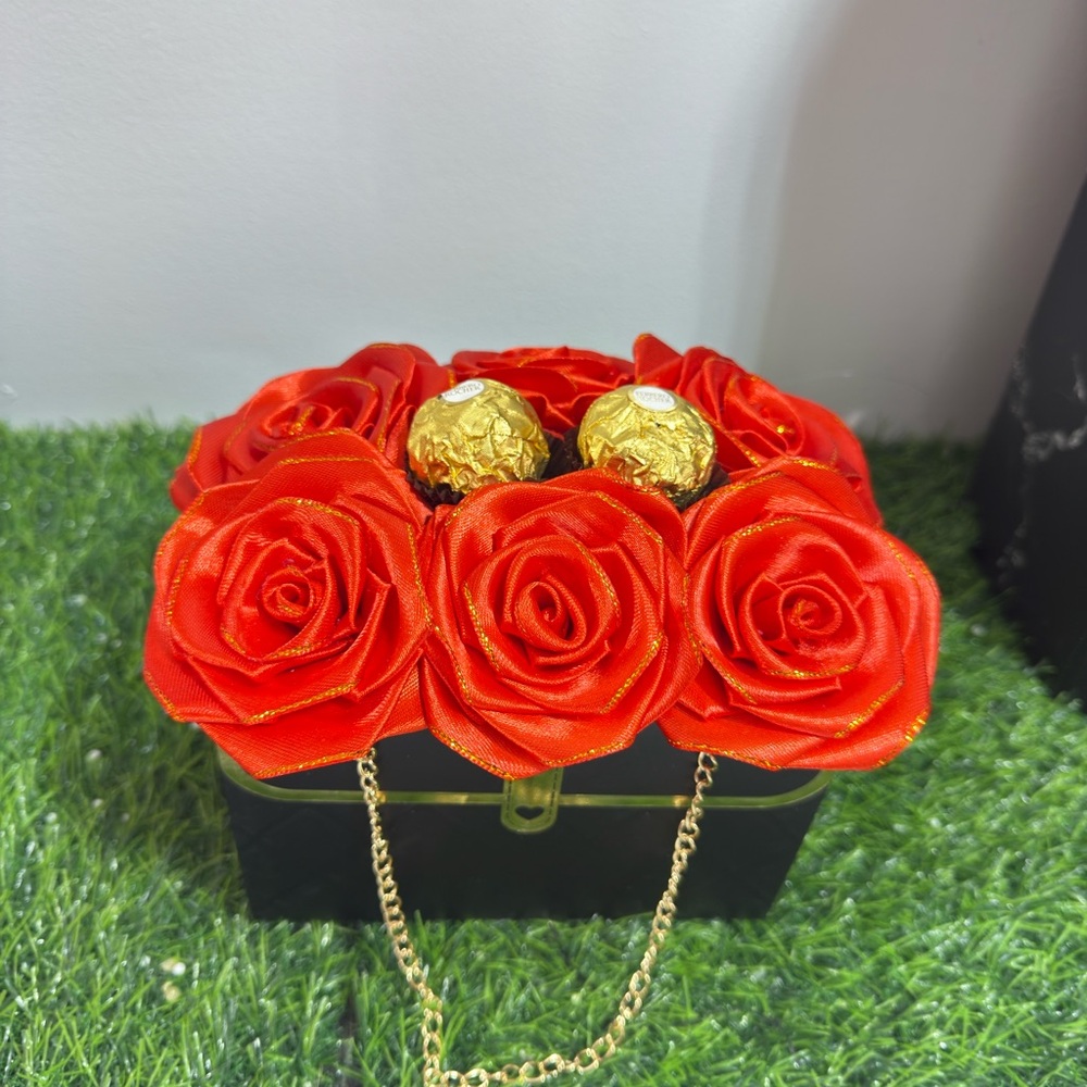 Red Rose Clutch with Gold Chain